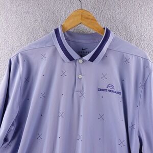 Nike Dri Fit Golf Polo Shirt Mens L Purple Geometric Performance Stretch